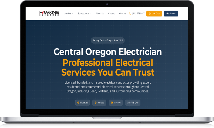 A computer screen showing Hawkins Electric